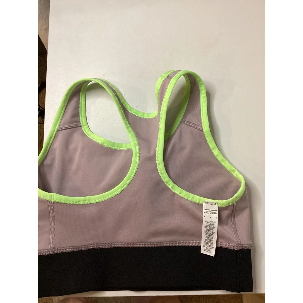 Nike‎ Dri-FIT Womens Medium Support Sports Bra Mauve Black Neon Green Size M
